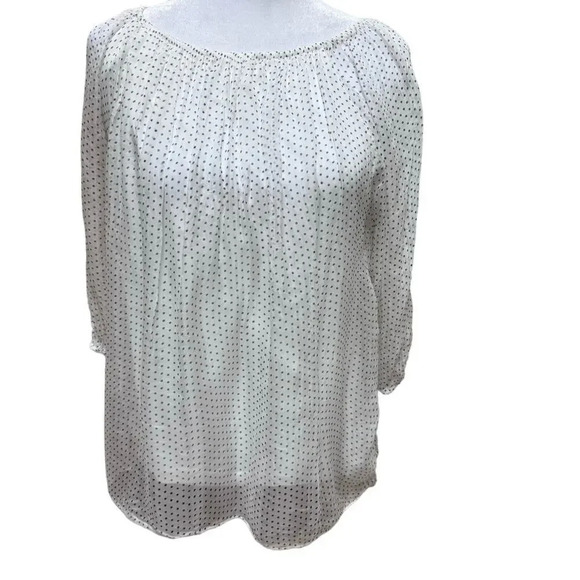 Viola Borghi 100% Silk Blouse Polka Dot Size Small Lined - Picture 2 of 8